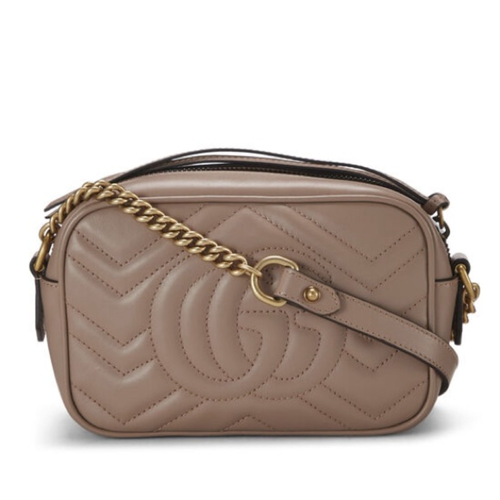Gucci “GG Marmont Mini Shoulder Bag” in Dusty Pink Leather - Picture 9 of 11